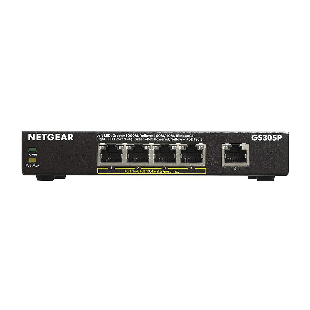 Netgear GS305P 5-Port Gigabit Ethernet Unmanaged PoE Desktop Switch 