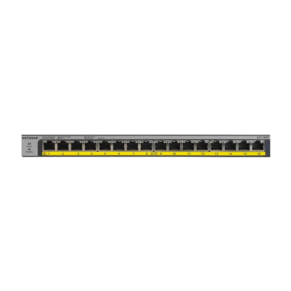 NETGEAR GS116PP 16-Port Gigabit Unmanaged High-Power PoE+ Switch