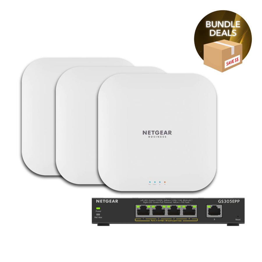 NETGEAR Wireless Access Point Bundle (3x WAX214 + 1x GS305EPP)